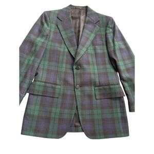 Vtg 1979 Richman Brothers Watch Tartan Blazer 39R USA Wool Plaid Sport Coat